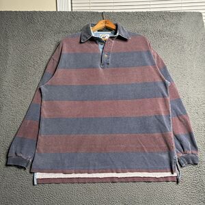 Vintage Bayou Sport Striped Rugby Long Sleeve Polo Shirt Faded Mens Medium